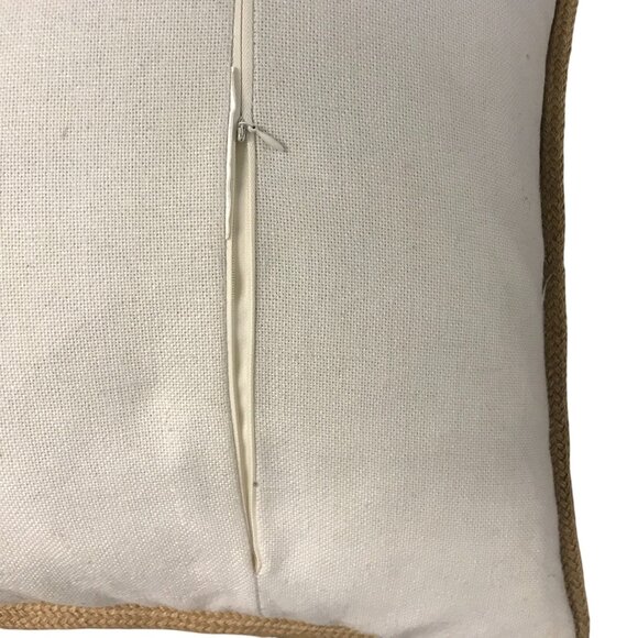 Decorative Throw Pillow With Down Insert Navy Blue & White Leaf Pattern Linen Co - Picture 3 of 6